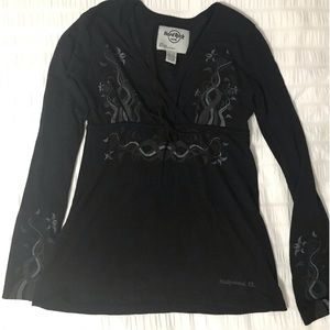 Black Hard Rock long sleeve cinch shirt, size large